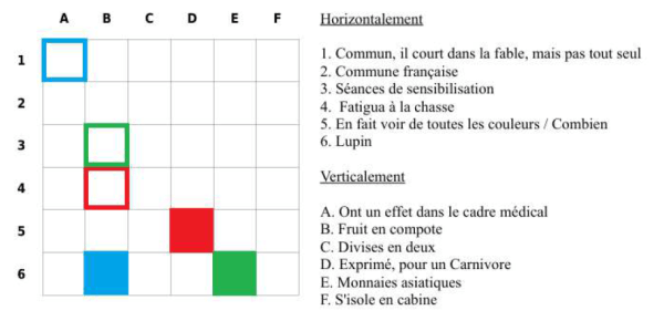 Exemple d'énigme de Verbicrucie - à retrouver en détails dans les énigmes téléchargeables ci-après